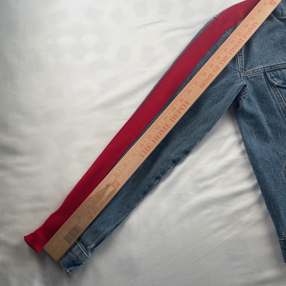 CARMAR Denim Jacket Red Stripe Trucker Style Blue Jean Size M - Picture 10 of 10